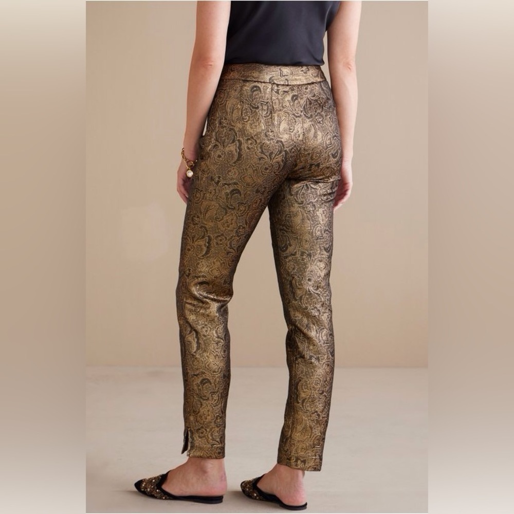 Soft Surroundings Metallic Gold Paisley pants. - Picture 13 of 16